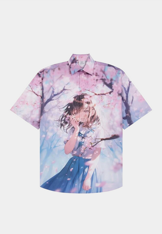 Vetements Anime Short Sleeved Shirt Blue/Pink