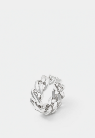 Darkai Cuban White Ring Silver