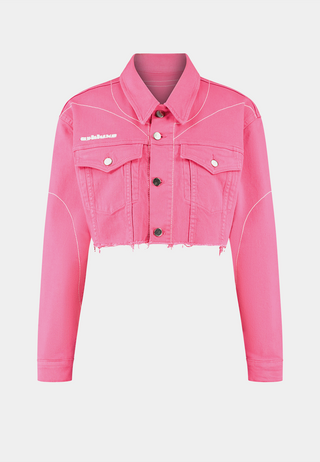 Ashluxe Female Denim Crop Jacket - Pink