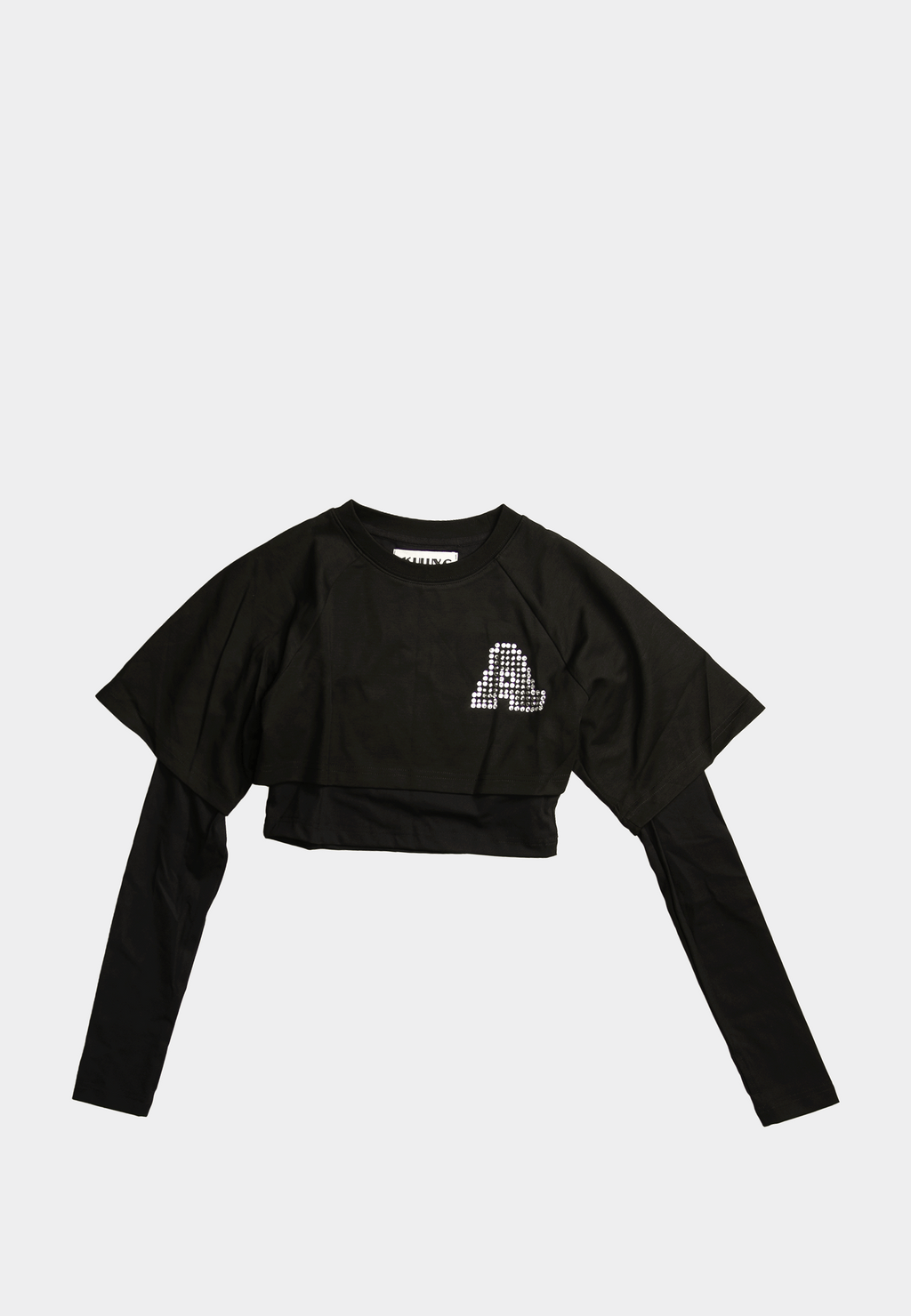 Ashluxe Women A Bling Star Layered Crop Tee Black