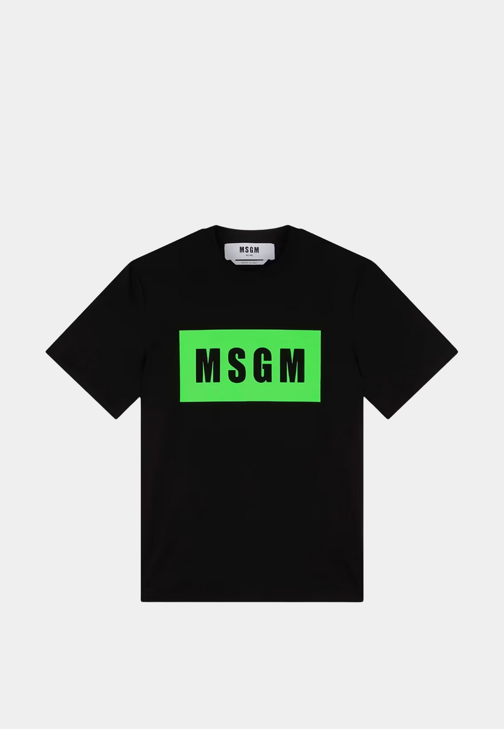 Msgm Cotton T-Shirt With Box Logo Black/ Green