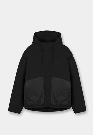 Represent Layered Hooded Puffer Jet Black