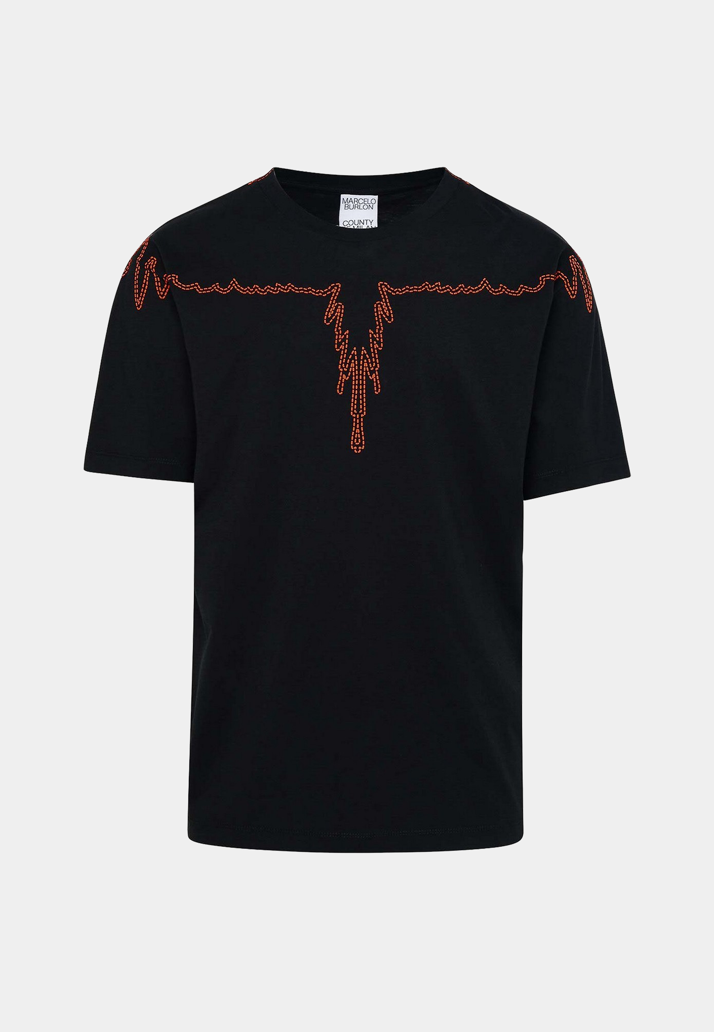 MARCELO BURLON Stitch Wings Regular T-Shirt - Black Orange – ASHLUXURY