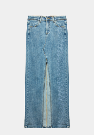 Ashluxe Women's Trucker Denim Skirt Blue