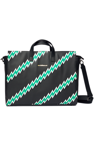 ASHLUXE ZigZag Leather Medium Bag - Black/Green