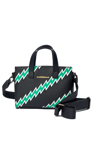 Ashluxe ZigZag Leather Mini Bag - Black/Green