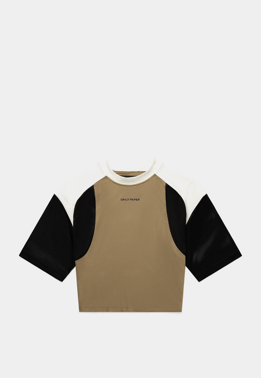 DAILY PAPER Women Piper SS Crop T-Shirt - Black/Twill/Egret