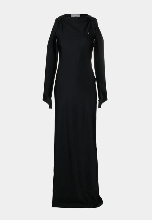 Coperni Knitted Draped Cut Out Maxi Dress Black