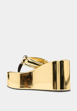 Coperni Metallic Branded Wedge Sandal Gold