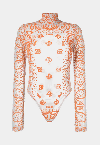 RHUDE Bandana Sheer Bodysuit - Orange/Grey