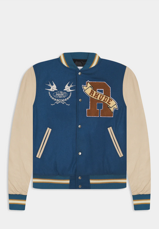 Rhude Sparrow Varsity Jacket Slate Creme