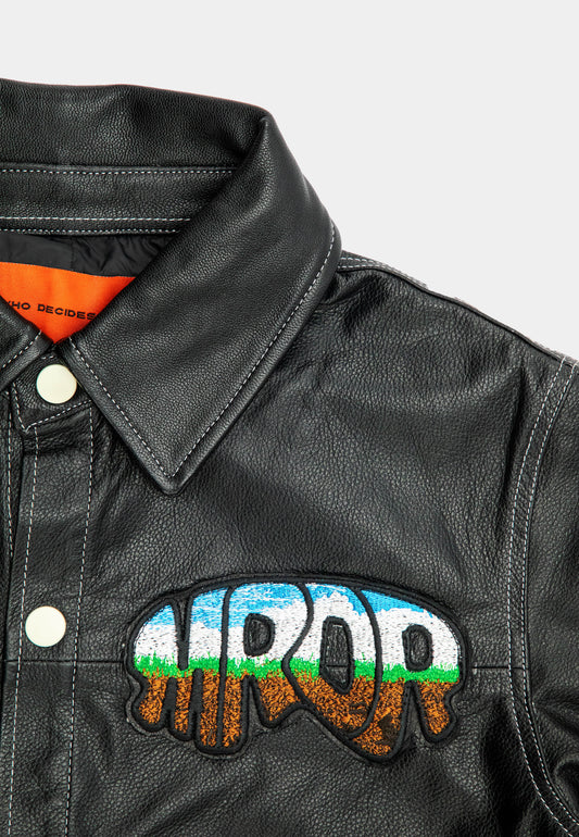 Who Decides War Mrdr Leather Work Shirt Jacket Black